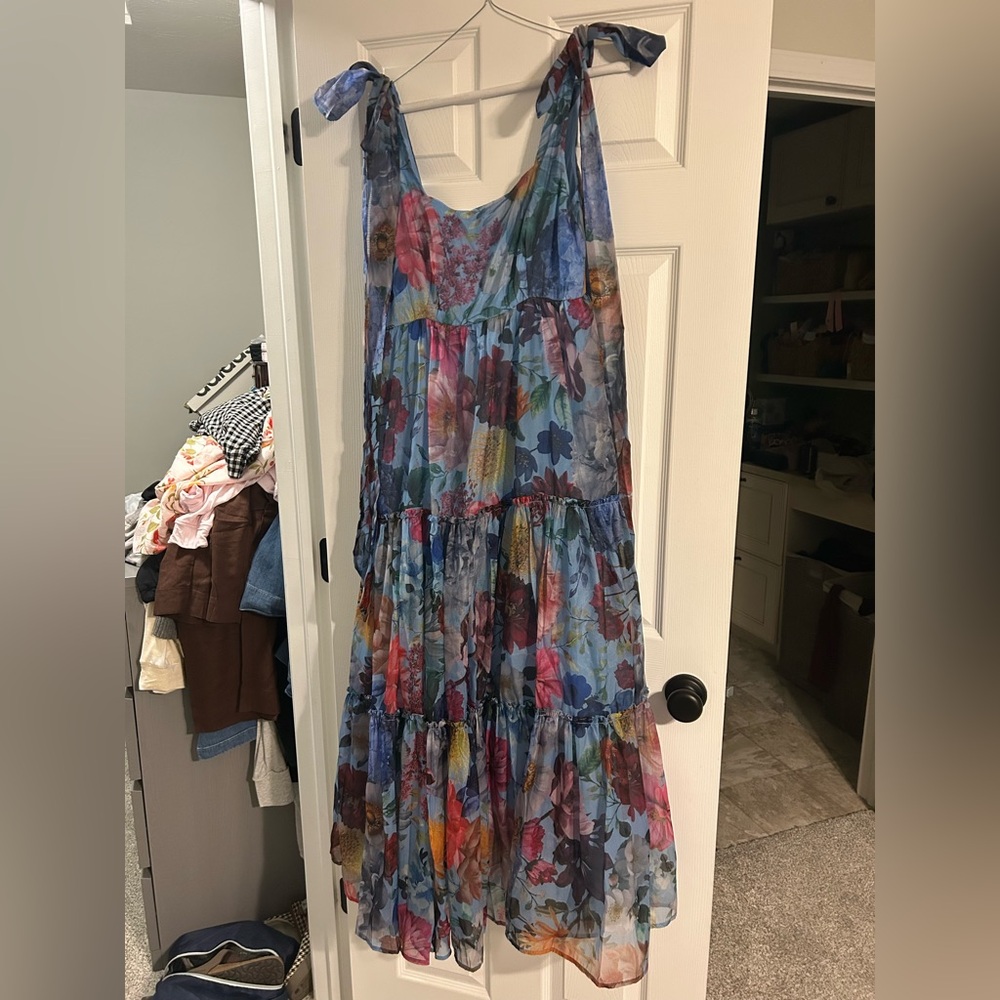 Francesca's Collections Blue Floral Midi Dress